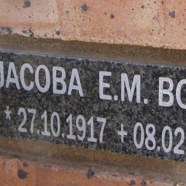 BOTHA Jacoba E. M. 1917-2011