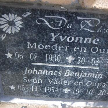 PLESSIS PLESSIS Yvonne, du 1930-2016 :: DU PLESSIS Johannes Benjamin 1954-2017 :: PLESSIS Yvonne, du 1930-2016