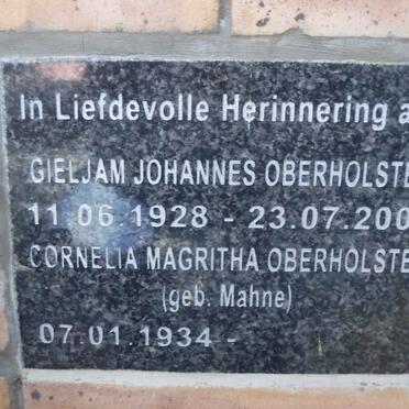 OBERHOLSTER Gieljam Johannes 1928-2003 &amp; Cornelia Magritha MAHNE 1934-