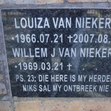 NIEKERK Willem J., van 1969- &amp; Louiza 1966-2007