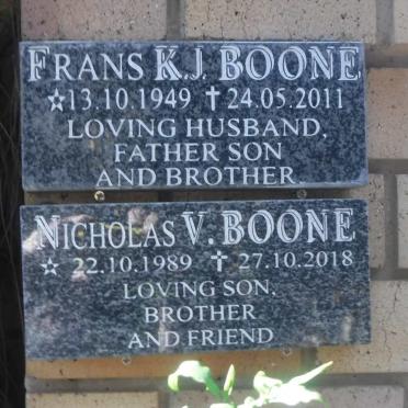 BOONE Frans K.J. 1949-2011 :: BOONE Nicholas V. 1989-2018