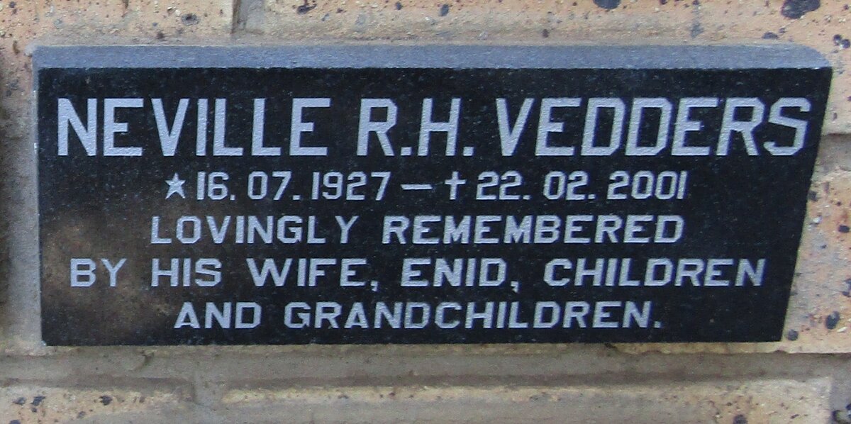 VEDDERS Neville R.H. 1927-2001