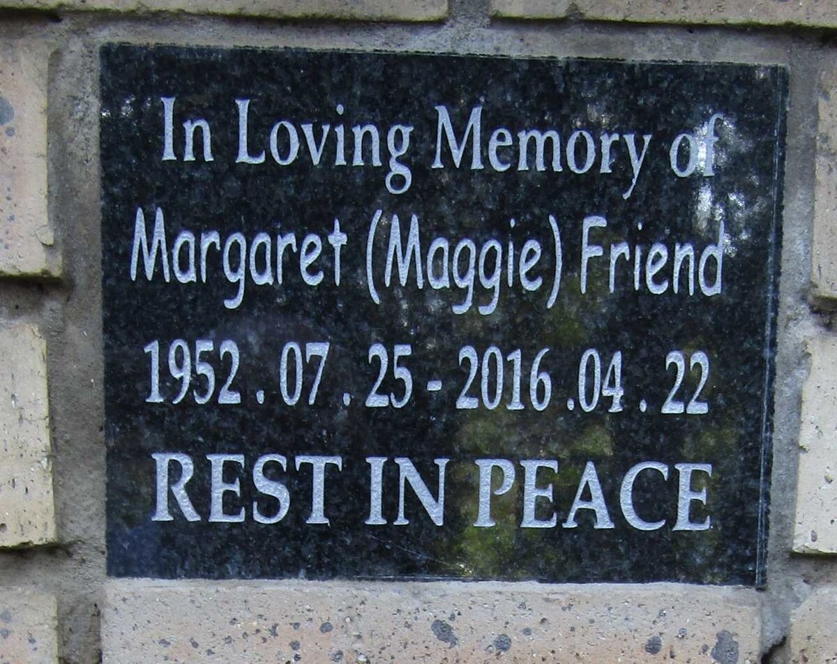 FRIEND Margaret 1952-2016