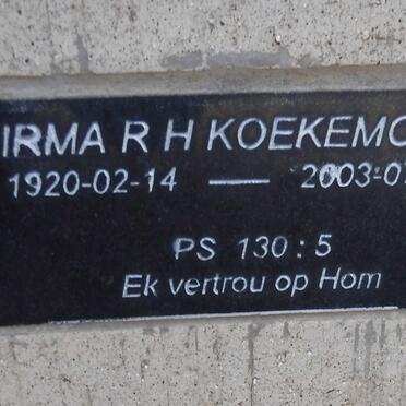 KOEKEMOER Irma R.H. 1920-2003
