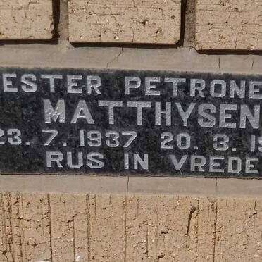 MATTHYSEN Hester Petronella 1937-1986