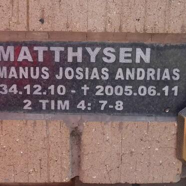 MATTHYSEN Hermanus Josias Andrias 1934-2005