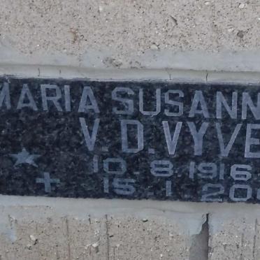 VYVER Maria Susanna, v.d. 1916-2002