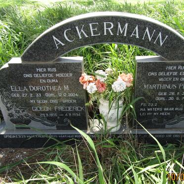 ACKERMANN Marthinus Petrus 1931-1978 &amp; Ella Dorothea M. 1933-2004 :: ACKERMANN Gideon Frederick 1956-1994
