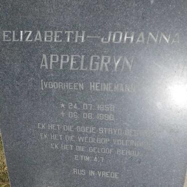 APPELGRYN Elizabeth-Johanna nee HEINEMANN 1959-1990