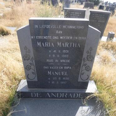 ANDRADE Manuel, de 1930-1997 &amp; Maria Martha 1931-1983