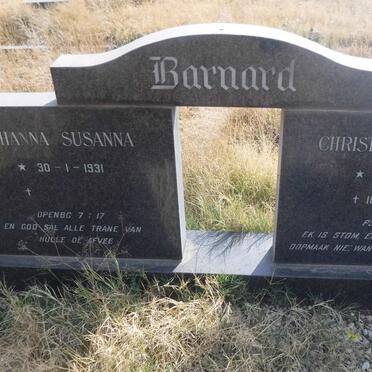 BARNARD Christiaan Jacobus 1920-1983 &amp; Johanna Susanna 1931-