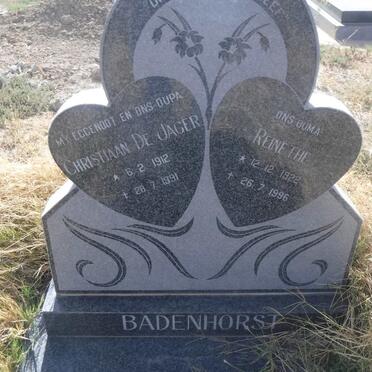 BADENHORST Christiaan de Jager 1912-1991 &amp; Reinethe 1922-1996