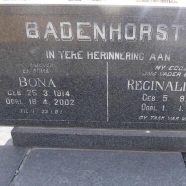 BADENHORST Reginald Ivor 1923-1983 &amp; Bona 1914-2002
