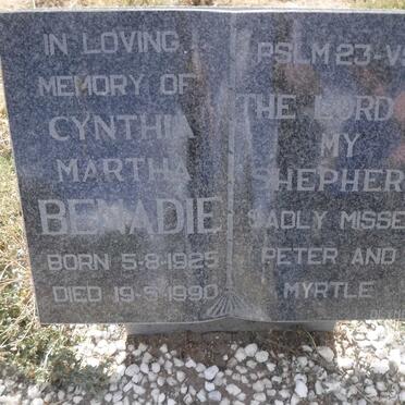 BENADIE Cynthia Martha 1925-1990