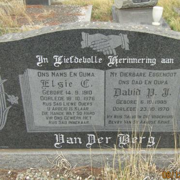 BERG David P.J., van der 1905-1970 &amp; Elsie C. 1910-1976