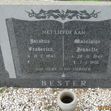 BESTER Jacobus Frederick 1943- &amp; Madelaine Jeanette 1949-1978