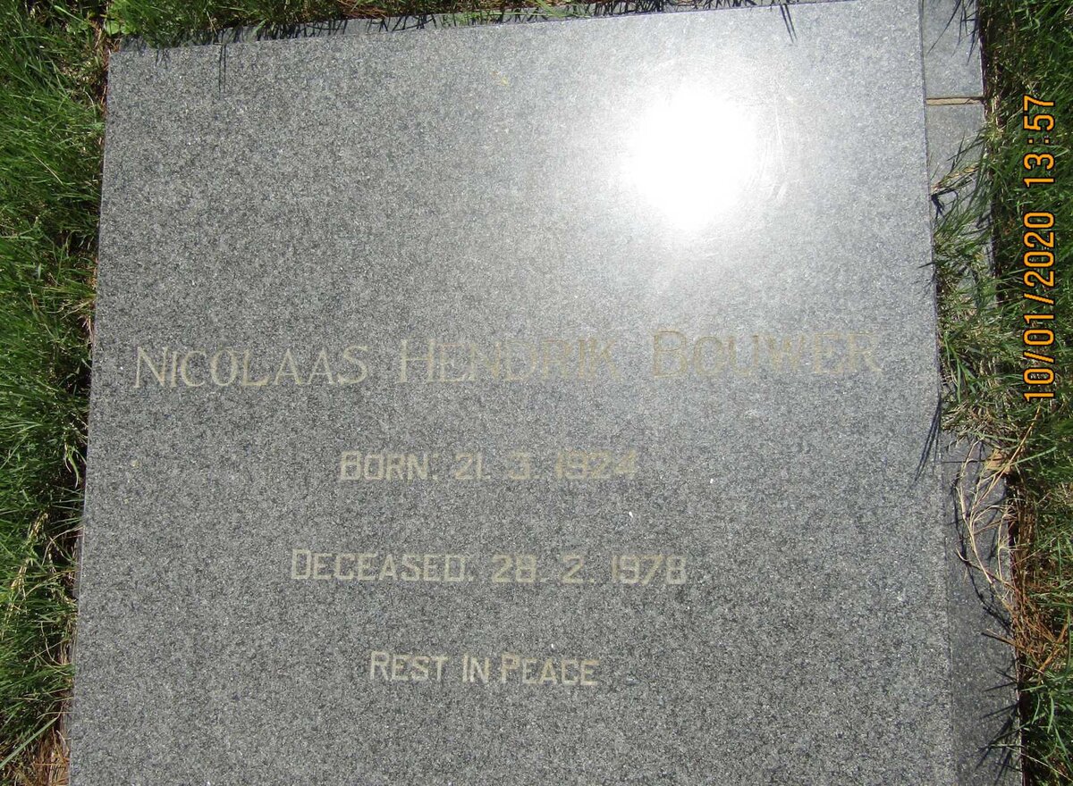 BOUWER Nicolaas Hendrik 1924-1978