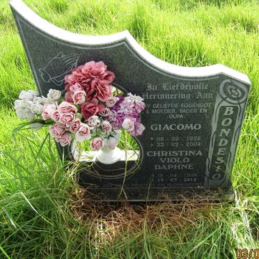 BONDESIO Giacomo 1926-2004 &amp; Christina Violo Daphne 1936-2012