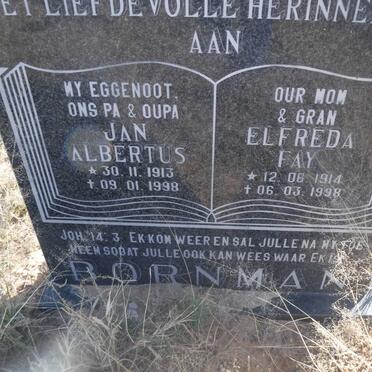 BORNMAN Jan Albertus 1913-1998 &amp; Elfreda Fay 1914-1998