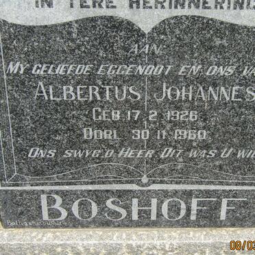 BOSHOFF Albertus Johannes 1926-1960