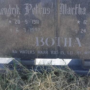 BOTHA Hendrik Petrus 1911-1997 &amp; Martha Cornelia 1911-1985