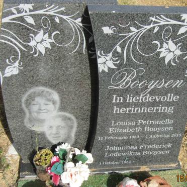 BOOYSEN Johannes Frederick Lodewikus 1954- &amp; Louisa Petronella Elizabeth 1959-2013