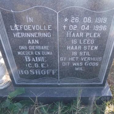 BOSHOFF C.G.E. 1919-1996