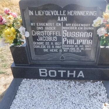 BOTHA Christoffel Jacobus 1937-1982 &amp; Susanna Philipina 1947-2018