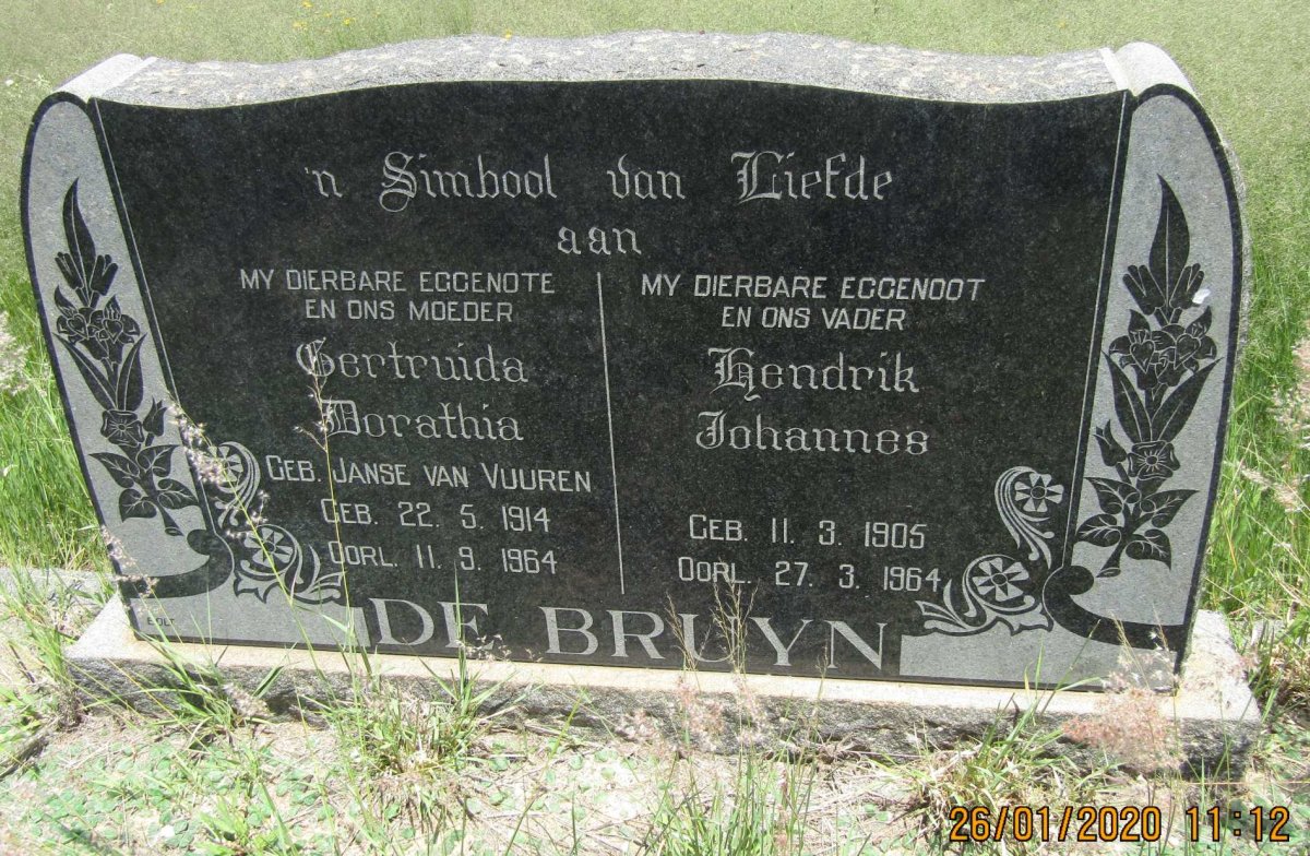 BRUYN Hendrik Johannes, de 1905-1964 &amp; Gertruida Dorathia 1914-1964