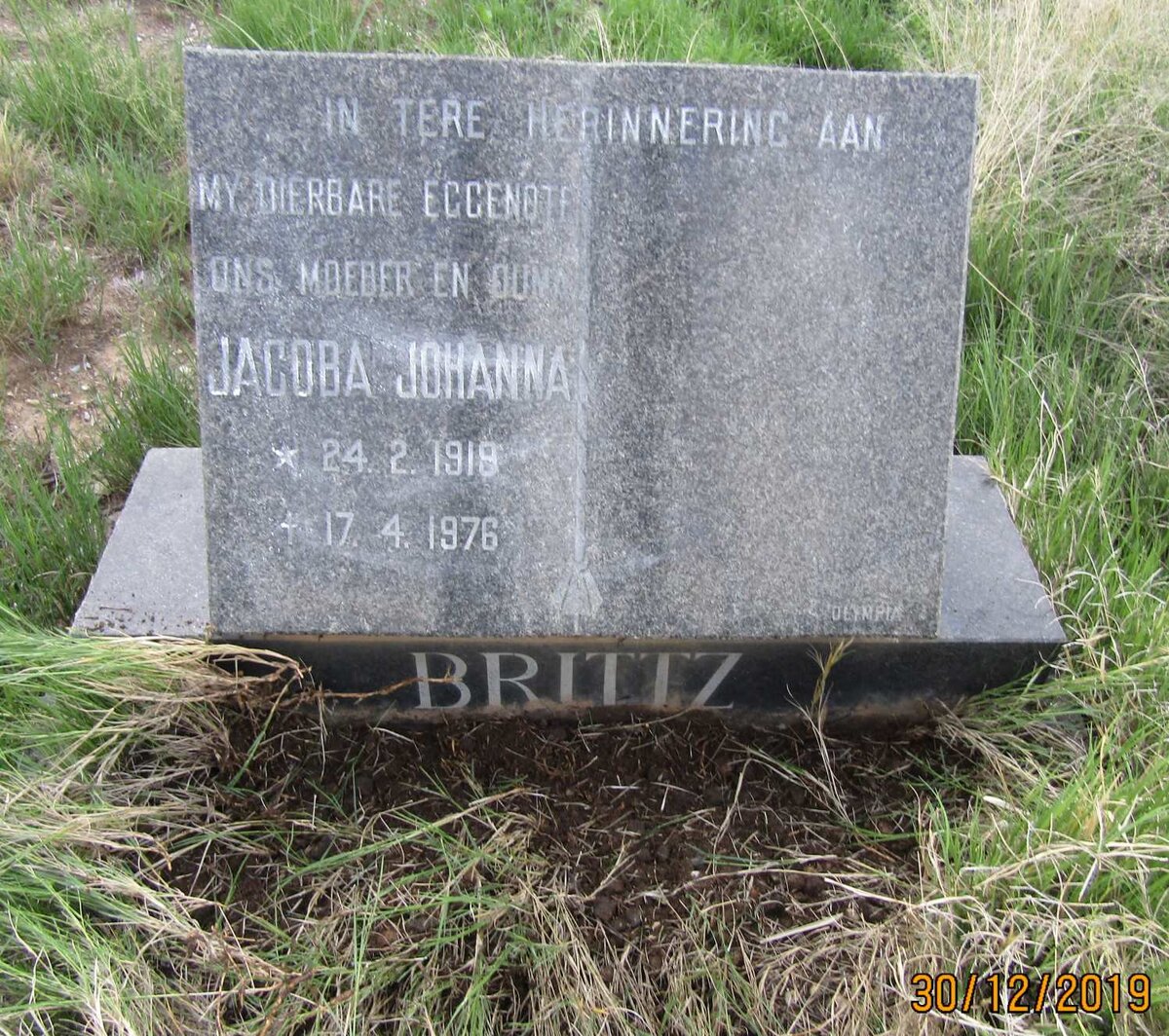 BRITTZ Jacoba Johanna 1919-1976