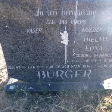 BURGER Thelma Edna nee GAGIANO 1935-1993