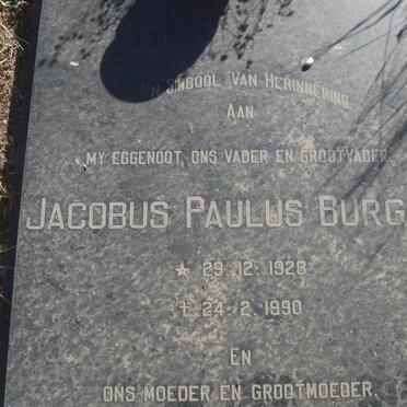 BURGER Jacobus Paulus 1928-1990 &amp; Jacoba Aletta 1930-