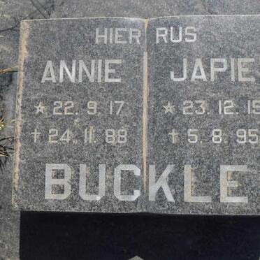 BUCKLE Japie 1915-1995 &amp; Annie 1917-1988