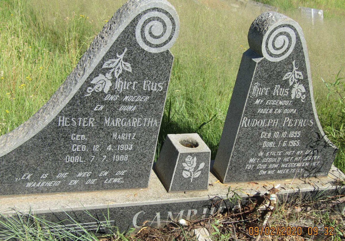 CAMPHER Rudolph Petrus 1895-1965 &amp; Hester Margaretha MARITZ 1903-1988