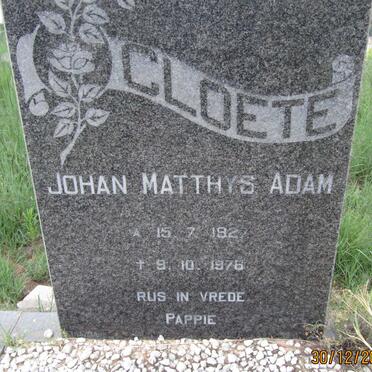 CLOETE Johan Matthys Adam 1927-1976