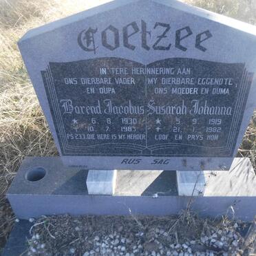 COETZEE Barend Jacobus 1930-1983 &amp; Susarah Johanna 1919-1982