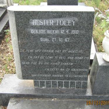 FOLEY Hester nee DE BEER 1910-1967