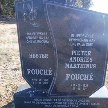 FOUCHE Pieter Andries Marthinus 1928-2011 &amp; Hester 1929-2010