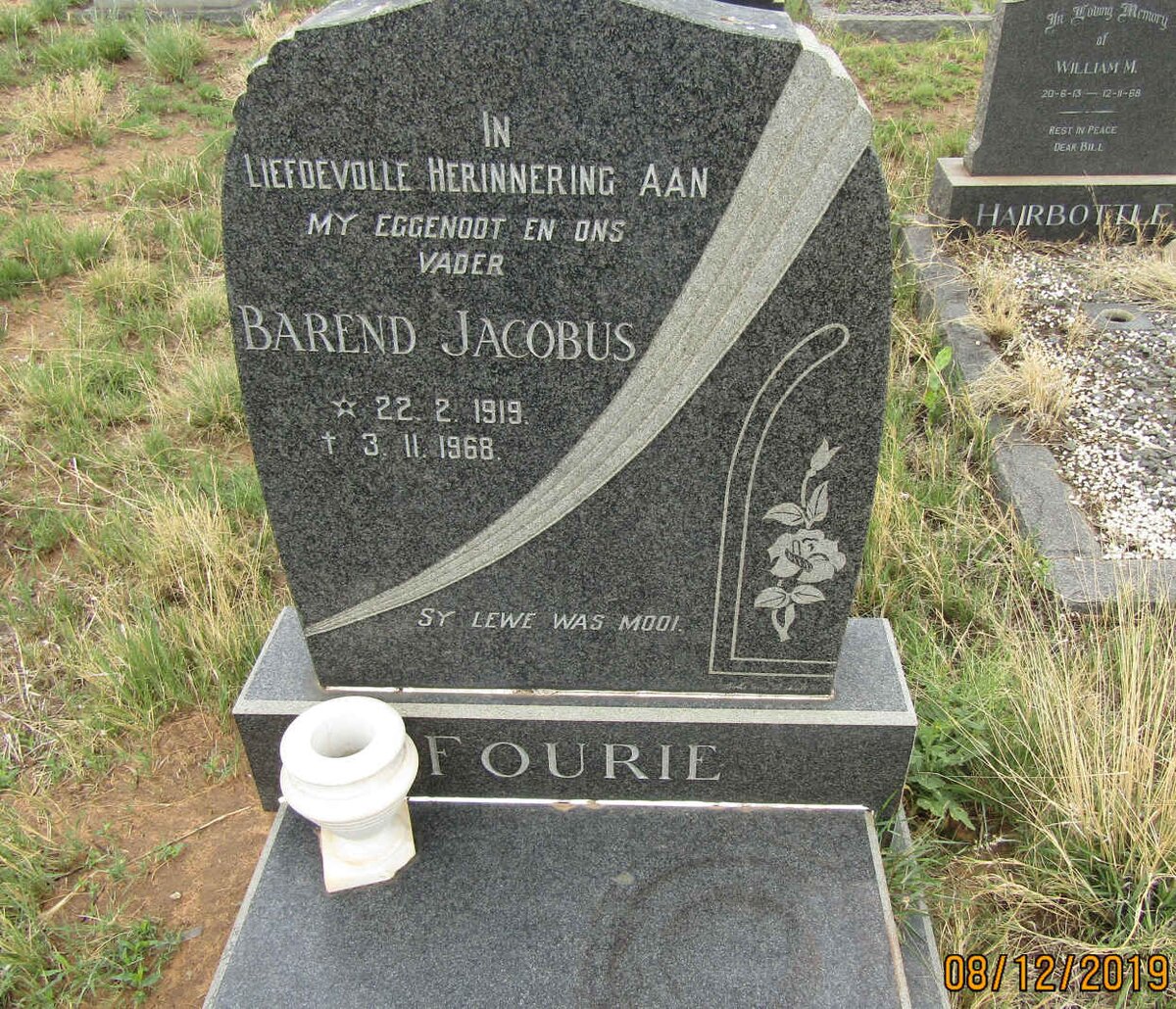 FOURIE Barend Jacobus 1919-1968