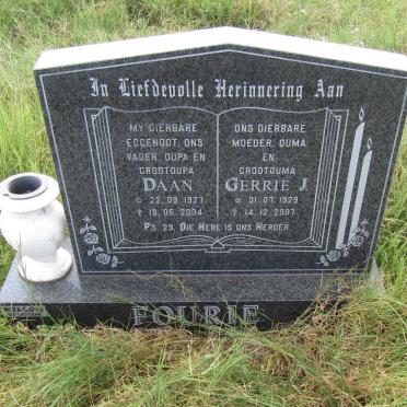 FOURIE Daan 1927-2004 &amp; Gerrie J. 1929-2007