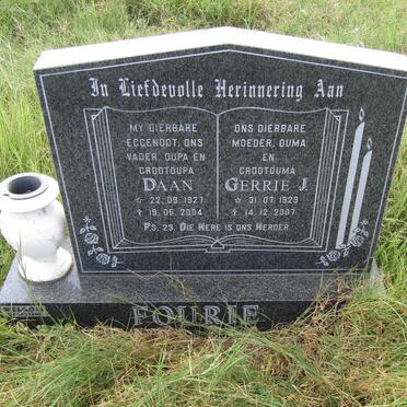 FOURIE Daan 1927-2004 &amp; Gerrie J. 1929-2007