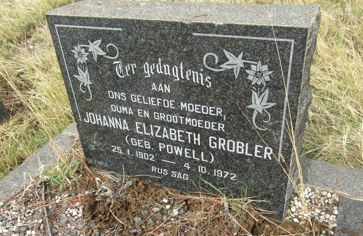 GROBLER Johanna Elizabeth nee POWELL 1902-1972