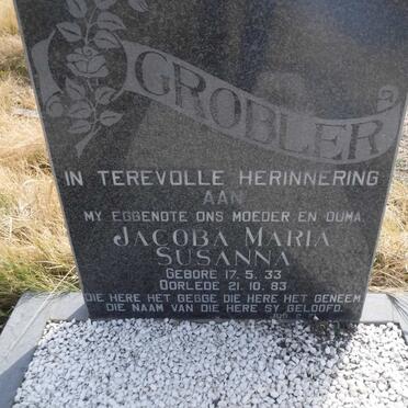 GROBLER Gerhardus Eloff 1931-2010 &amp; Jacoba Maria Susanna 1933-1983 