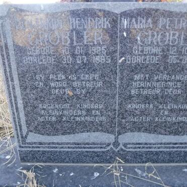 GROBLER Benjamin Hendrik 1925-1995 &amp; Maria Petronella 1923-2000