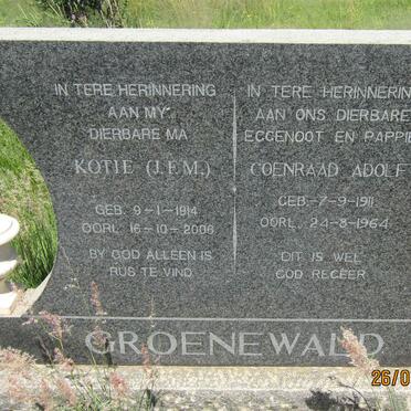 GROENEWALD Coenraad Adolf 1911-1964 &amp; J.F.M. 1914-2006