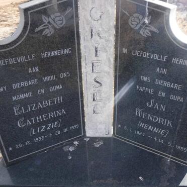 GRIESEL Jan Hendrik 1927-1999 &amp; Elizabeth Catherina 1932-1999