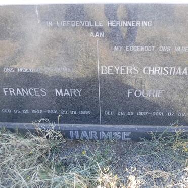 HARMSE Beyers Christiaan Fourie 1937-1994 &amp; Frances Mary 1942-1985