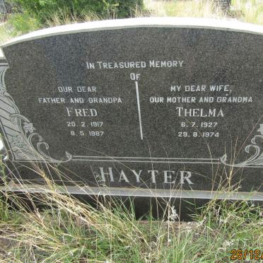 HAYTER Fred 1917-1987 &amp; Thelma 1927-1974