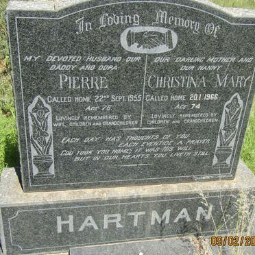 HARTMAN Pierre -1955 &amp; Christina Mary -1966
