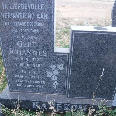 HANEKOM Gert Johannes 1925-2000